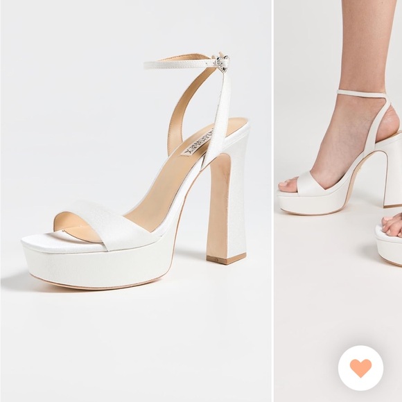 BADGLEY MISCHKA CAIA crystal heart platform white heels 6.5 - Picture 2 of 7